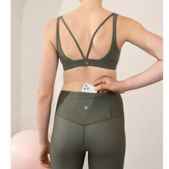 ATHLETA NWT $89 Ultra High Rise Elation 7/8 Tight Green & Pink Leggings – Large - Picture 5 of 11